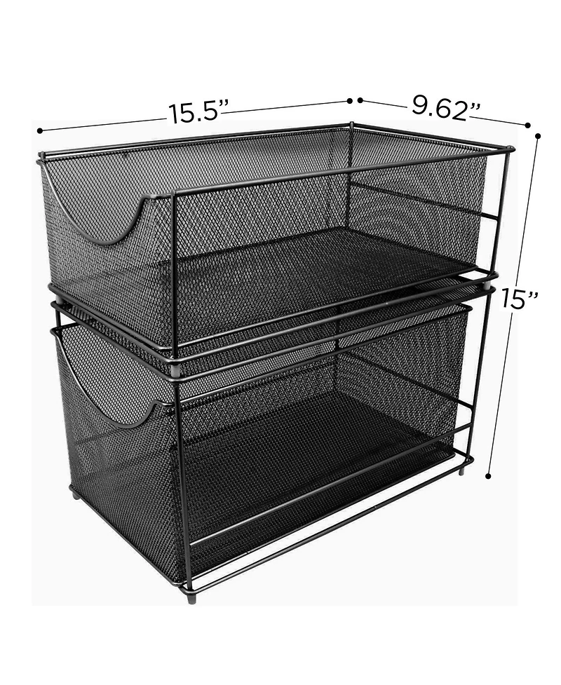 Sorbus 2-Tier Sliding Mesh Basket Drawers - Ideal for Countertop, Cabinet, Pantry, Under the Sink
