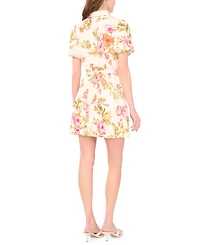 Msk Petite Puff-Sleeve Belted Fit & Flare Dress