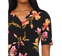 Msk Petite V-Neck Midi Dress