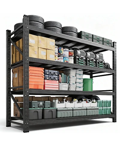 Yigii Heavy Duty 48" Wx 70" H Garage Shelving, 4-Tier, Adjustable, 3000 lbs Capacity