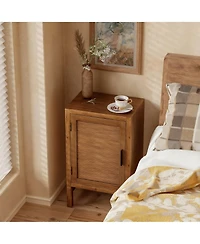 Yigii Rustic Slat Nightstand with 2 Shelves for Bedrooms