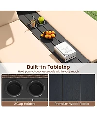 Gymax Daybed w/ Adjustable Backrests 2-Person Pe Rattan Patio Bed w/ Canopy Outdoor