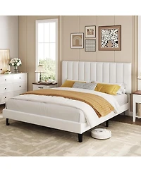 gaomon Bed Frame, Velvet Upholstered Platform with Adjustable