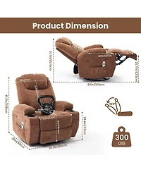 gaomon 360° Swivel Rocking Recliner Chair, Manual Fabric Nursery Recliner Glider with with Massage and Heating, Extented Footrest