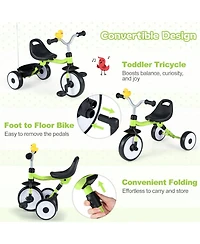 Mecale Toddler Tricycle with 3-Position Seat and Storage Basket for Kids