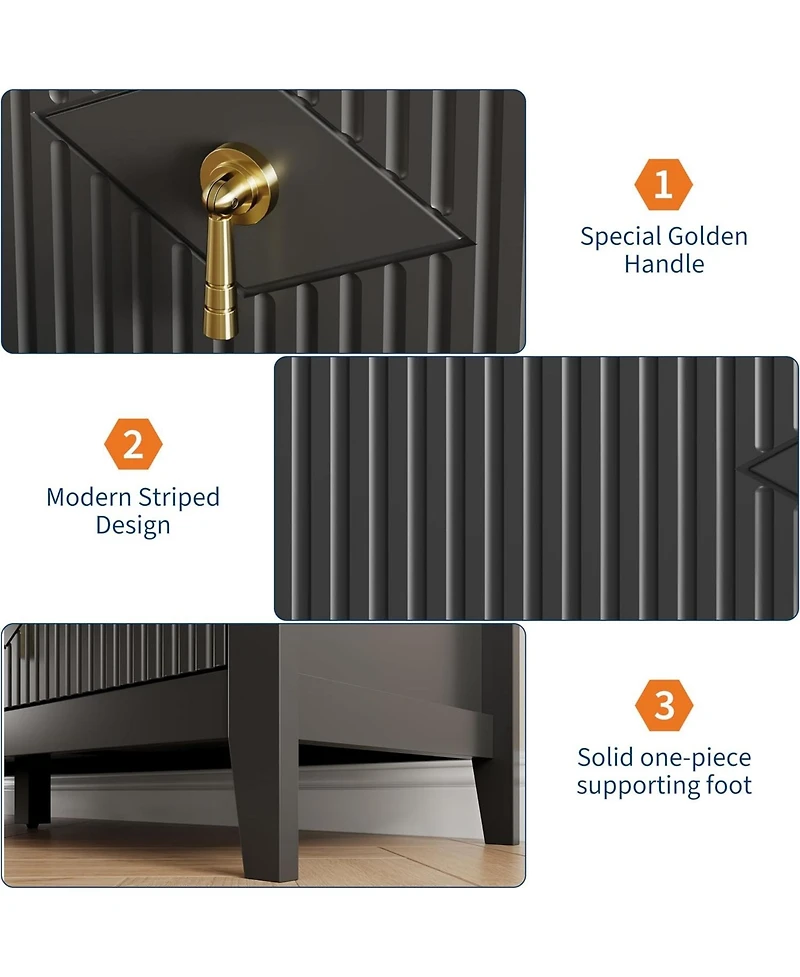 gaomon Fluted 6 Drawer Dresser, 54" Wide Modern Wooden Chest for Bedroom, Living Room, Entryway