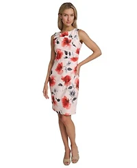 Calvin Klein Womens Starburst Crewneck Sheath Dress