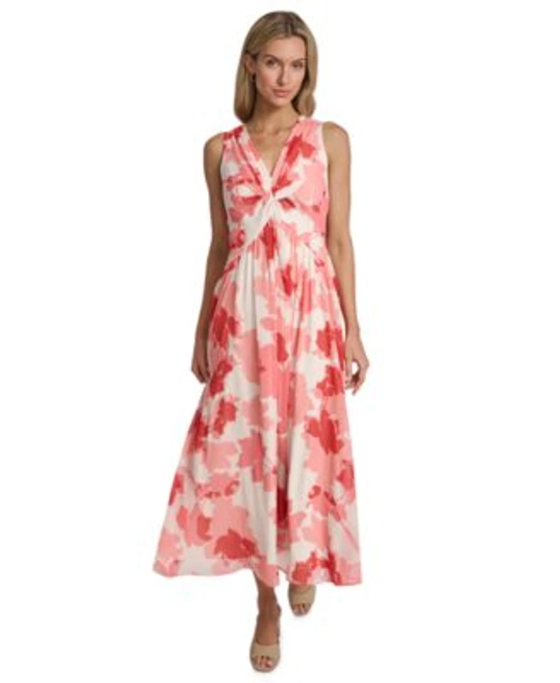 Calvin Klein Womens Sleeveless Twist Front Dress