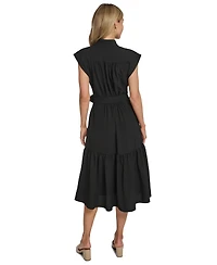 Calvin Klein Women's Tiered Belted Surplice Dress