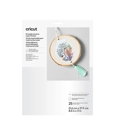 Cricut 8.5" x 11" White Printable Vinyl Sheets 25 Count