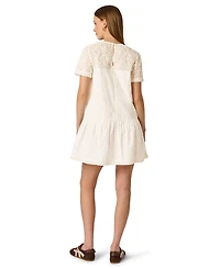 Adrianna Women's Illusion Embroidered Short-Sleeve Shift Dress
