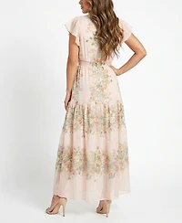 Taylor Petite V-Neck A-Line Long Dress