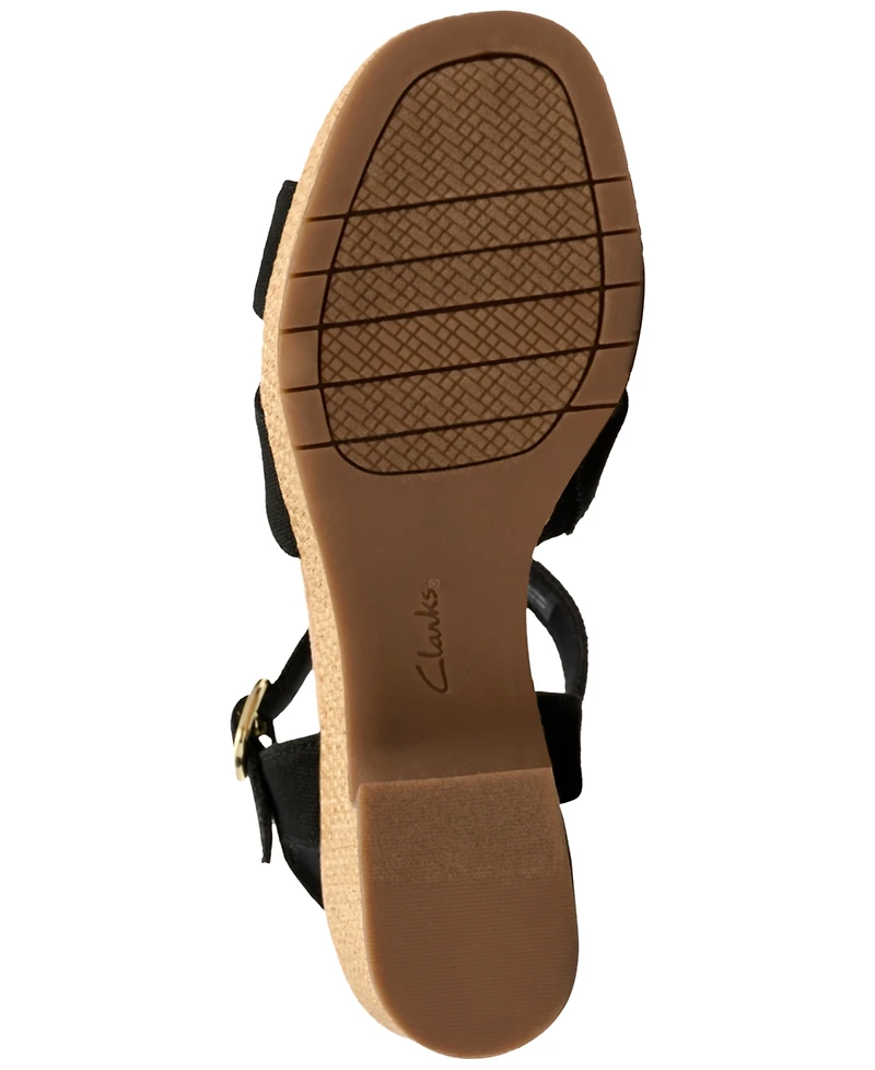 Clarks Women's Nerisa Twist Round Toe Wedge Sandals