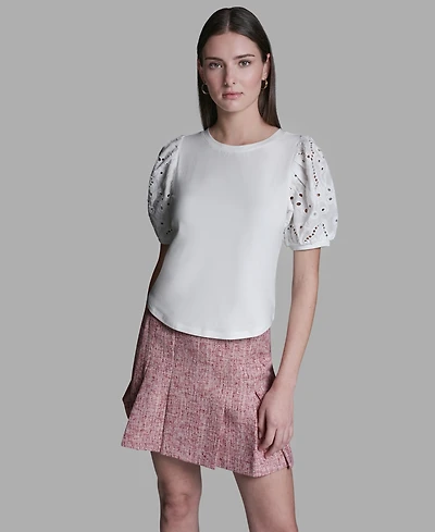 Bcbg Women's Crewneck Puff-Sleeve T-Shirt