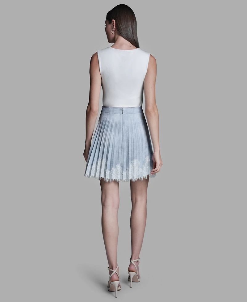 Bcbg Women's Lace Trim Pleated Mini Skirt