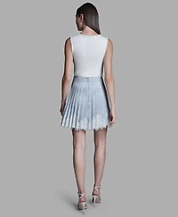 Bcbg Women's Lace Trim Pleated Mini Skirt