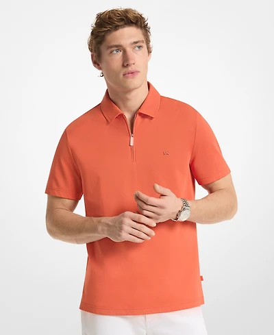 Michael Kors Men's Sleek Regular-Fit 1/4-Zip Pique Polo Shirt