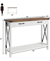 gaomon Console Table with 2 Drawers, Farmhouse Sofa Table with Storage Shelf, Accent Wood Entryway Table for Living Room, Hallway