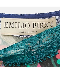 Pre-Owned Emilio Pucci Women's Printed Jersey Lace Detail Mini Dress