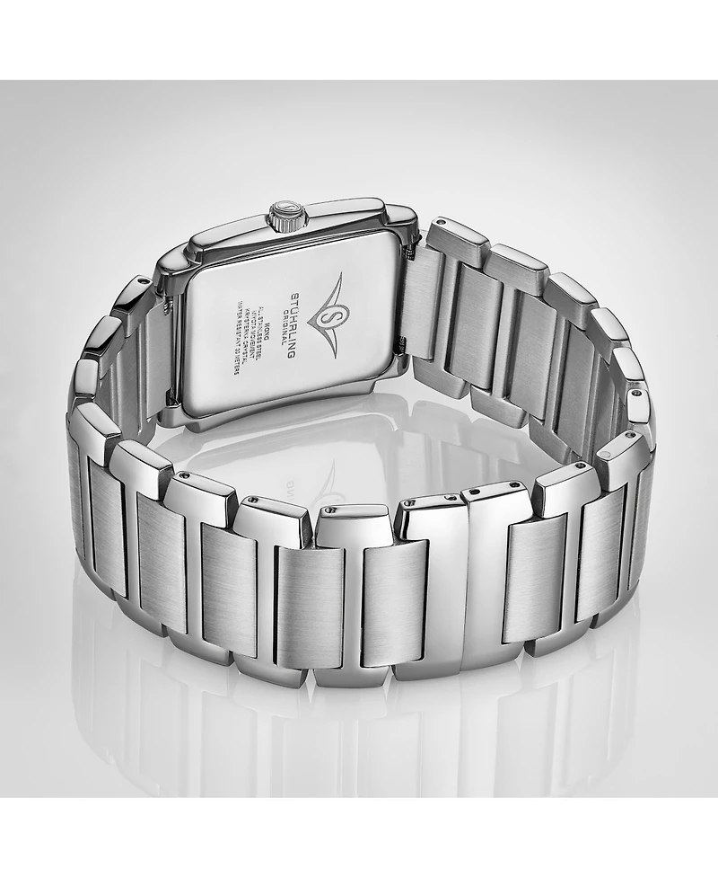 Stuhrling Serafine 4089.1 Women's Rectangular Quartz Watch with Mop Dial And Crystal Bezel