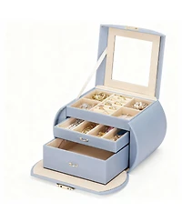 Yigii Pu Leather Jewelry Organizer with Mirror and Lock