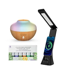 Pursonic Workstation Wellness Bundle – Diffuser, 6 Oils & 3-in-1 Led Desk Lamp