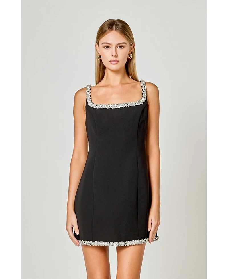 endless rose Women's Rhinestone Tape Mini Dress