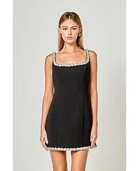 endless rose Women's Rhinestone Tape Mini Dress