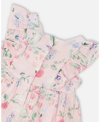 Deux par Baby Girls Cotton Muslin Tunic and Rib Jersey Leggings Set Printed Berries Lilac