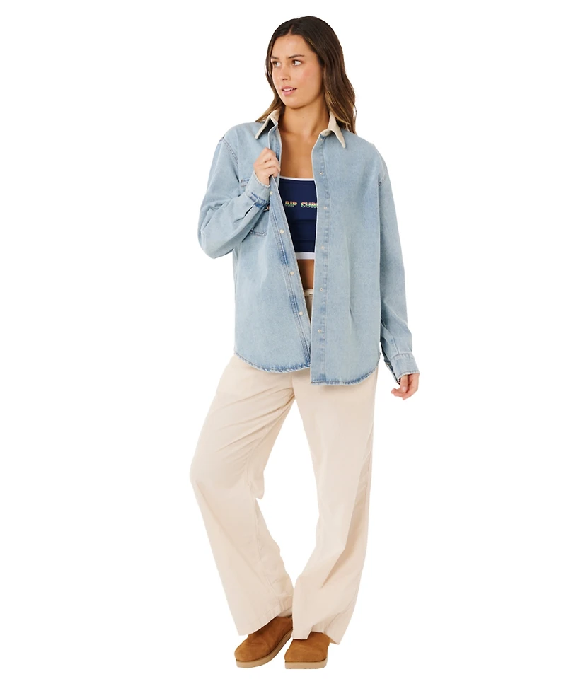 Rip Curl Women's Surf Side Relaxed Collared Denim Jacket