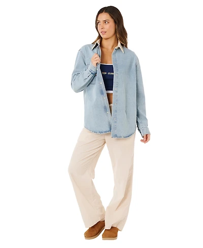 Rip Curl Women's Surf Side Relaxed Collared Denim Jacket