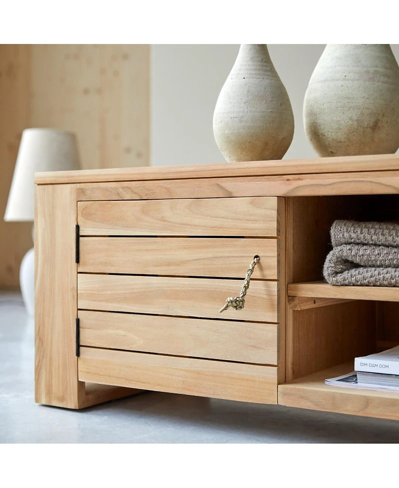 Tikamoon Solid Teak Tv Cabinet Entertainment Unit Tv Stand