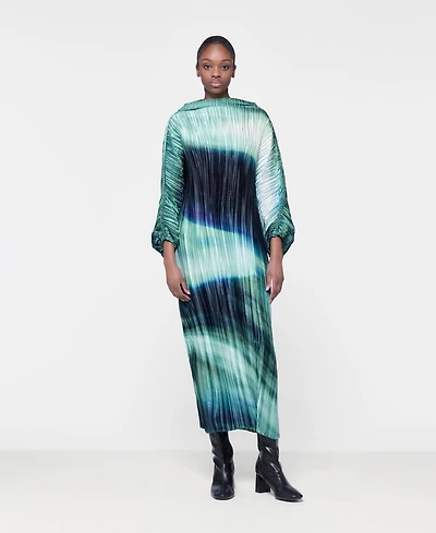 Leem Women's Printed Plisse Batwing Dress