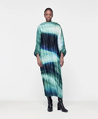 Leem Women's Printed Plisse Batwing Dress