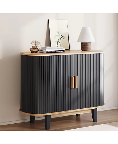 gaomon 40" Fluted Sideboard Buffer Cabinet, Storage Cabinet with Sliding Door & Adjustable Shelf, for Living & Dining Room Kitchen Hallway