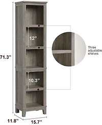 gaomon 5 Tier Rustic Wooden Narrow Bookcase for Home Office