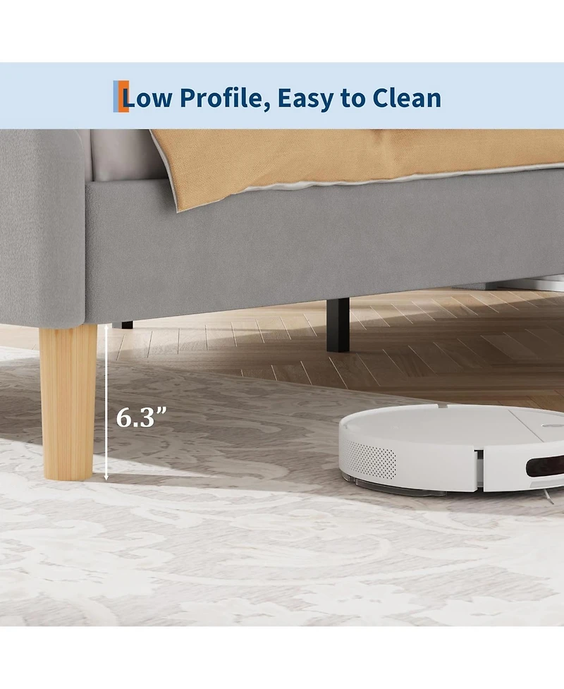 gaomon Twin Size Bed Frame with Adjustable Led Headboard and Footboard, Velvet Upholstered Princess Platform Bedframe for Kids/Girls