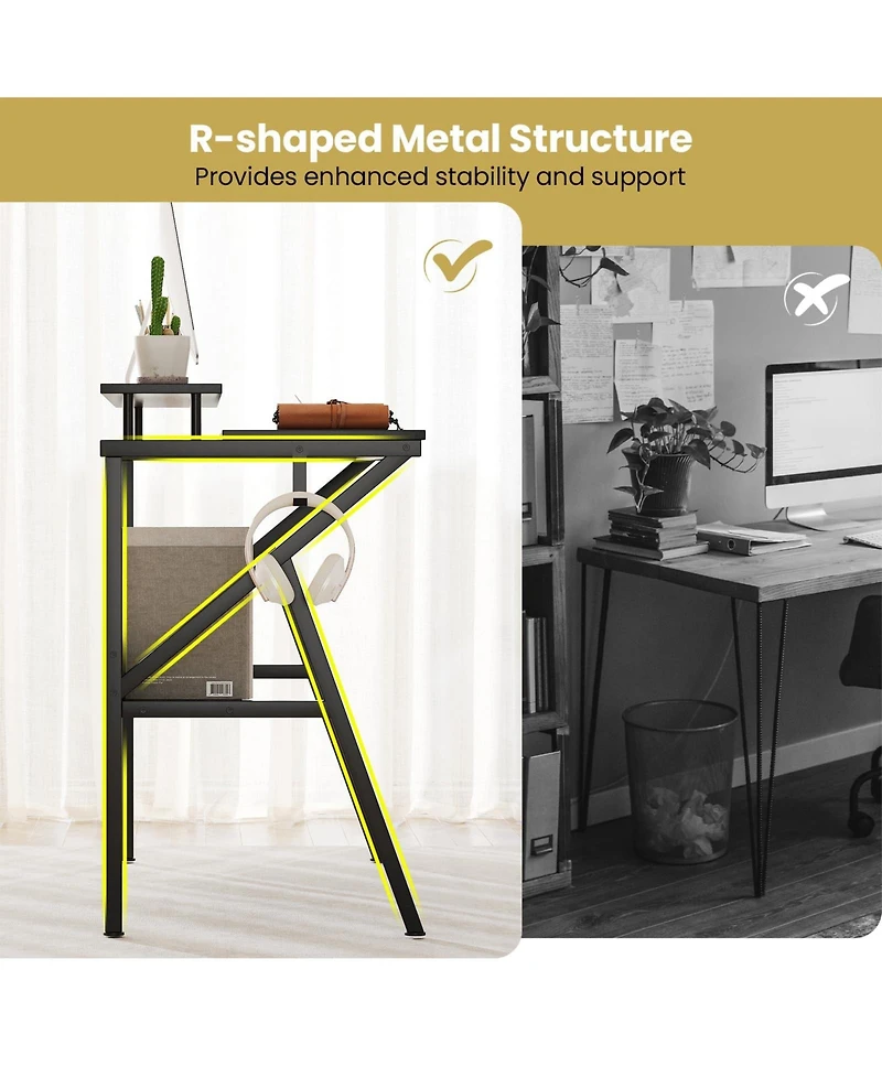 Mecale Computer Desk with Monitor Stand Extra Storage