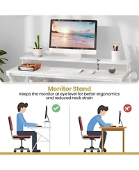 Mecale Computer Desk with Monitor Stand Extra Storage