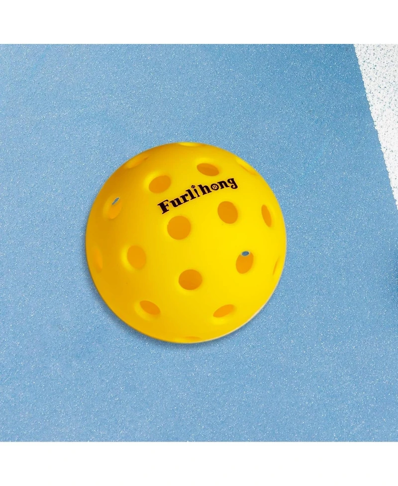 Furlihong Outdoor Pickleball Balls 16 Pack with 40 Holes Official 74mm Size Durable Practice Balls with Portable Mesh Bag for All Skill Levels