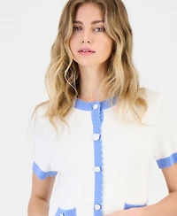 French Connection Bennet Rib Knit Short-Sleeve Sweater