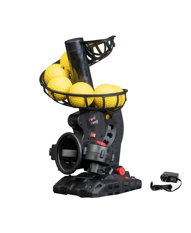 Furlihong Electronic Baseball Pitching Machine with Adjustable Speed & Angles, Includes 8 Dimpled Balls, Ac Adapter or Battery Powered for Beginners