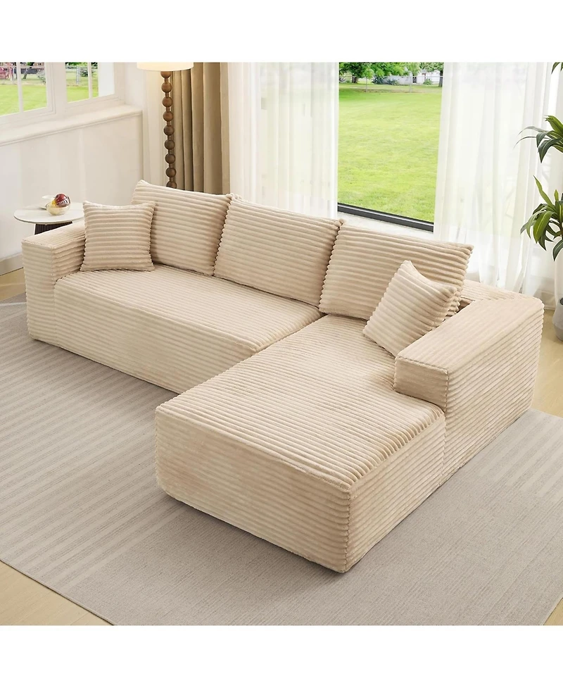gaomon Boneless Sectional Cloud Couches for Living Room L-Shape Corduroy Cloud Sectional Couch with Chaise Modern Modular Sectional Sofa
