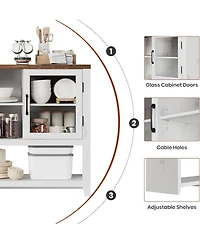 gaomon 53" Kitchen Buffet Sideboard, Modern Coffee Bar Table with 2 Glass Doors & 3 Shelves, Storage Cabinet for Living Room, Entryway