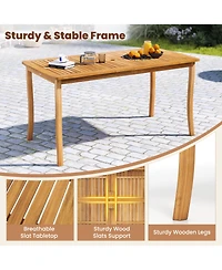 Gymax 3 Pieces Outdoor Dining Set for 4 People Patio Acacia Wood Table & Bench Set