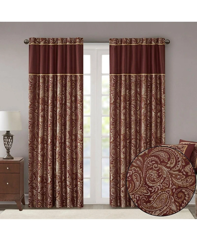 Laoties 2-Pack Faux Silk Jacquard Window Curtains.