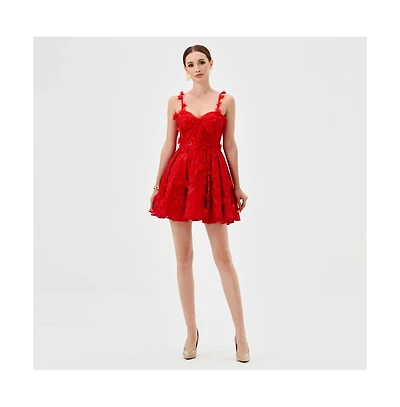 Bariano Women's Penni 3D Floral Mini Dress