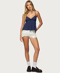 Edikted Women's Belen Polka Dot Lacey Babydoll Top