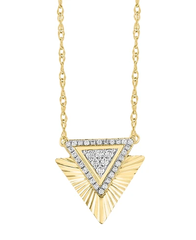 Macy's Diamond Pendant Necklace (1/5 ct. t.w.) in 10k Yellow Gold Over White Rhodium