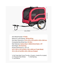Aostirmotor Heavy-Duty Dog Bike Trailer, Up to 100 lbs
